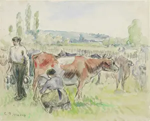 Compositional: Compositional Study of a Milking Scene at Eragny-sur-Epte