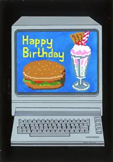 Hamburger: Computer with a hamburger on its screen