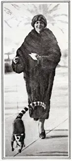 Ring Tailed: The Comtesse de Pourtales and her pet lemur out for a walk