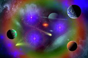 Comet: Conceptual image of a scene in outer space