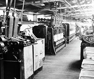 Reducing: Cone reducing machines in a woollen mill in Bradford