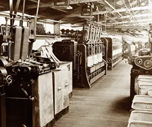 Reducing: Cone reducing machines in a woollen mill in Bradford