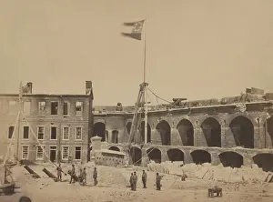 Sumter: Confederate flag flying over the ruins of