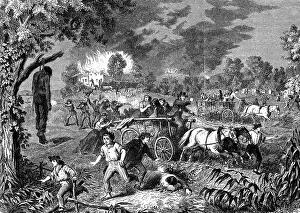 Confederates: Confederate guerrillas attacking farm