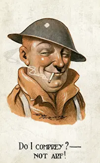 Cheeks: Confident British soldier on a postcard, WW1