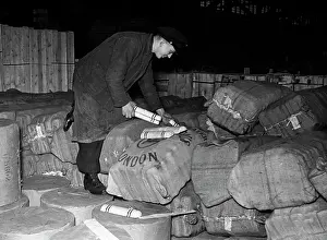 Sacks: Confiscated goods in Hamburg, 1939