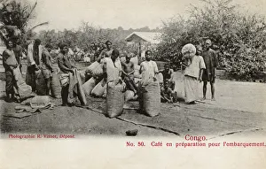 Congo, Africa - Sacks of Coffee prepared for export
