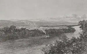 Riverbed: The Congo. Boat upstreaming the Fimi River