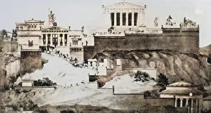 Imaginative: Conjectural restoration of the Acropolis, Athens, Greece