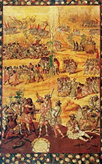 Banquet: Conquest of Mexico. 1519. Anonimous. Table