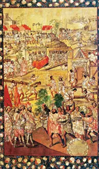 Banquet: Conquest of Mexico. 1519. Anonimous. Table