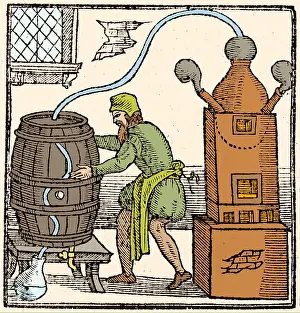 Alchemy: Conrad Gessner, Water-Cooled Condenser, 1576