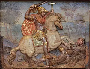 Trampling: Constantine, altarpiece relief, Monasterio de