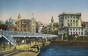 Berthed: Constantinople - Karakoy scene - Galata Bridge