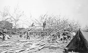 Convalescent: Constructing bandas, Schaedel's Farm, East Africa, WW1
