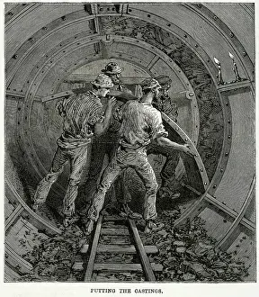 Barlow: Construction of Barlow's Tower Tunnel under the Thames 1869