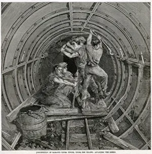 Barlow: Construction of Barlow's Tower Tunnel under the Thames 1869
