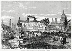Blackfriars: Construction of Blackfriars Railway Bridge 1863