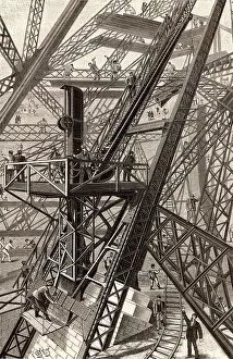 Cranes: Construction of the Eiffel Tower, Paris, France
