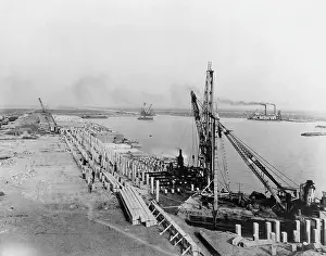 Cranes: Construction of the harbor in Brownsville, 1936