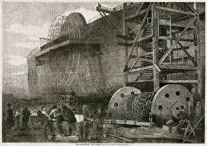 Steamships: Construction of The Leviathan later Great Eastern 1857