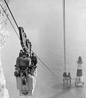 Lightvessel: Construction of the lighthouse Beachy-Head, 1911