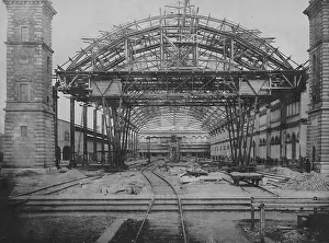 Construction of the Munich train station, 1879