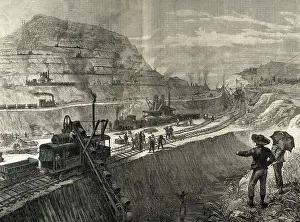 Culebra: Construction of Panama Canal. Dredging works