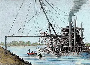 Estuary: Construction of the Panama Canal. Works in the estuary of th