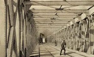 Lillustration: Construction of the railway. Engraving, 1860