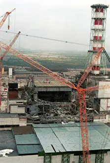 Chernobyl: Construction of Sarcophagus over Reactor 4 at