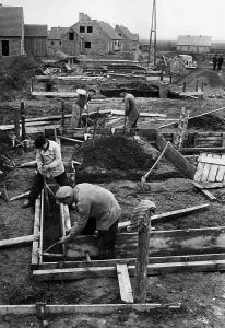 Sturmabteilung: Construction site for the first SA-Dankopfersiedlung, 1937