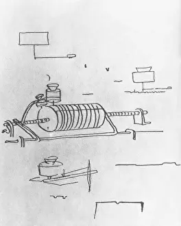 Phonograph: Construction sketch by Thomas Alva Edison