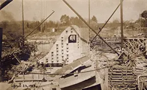 Vermont: Construction of Vernon Dam, Vermont, USA
