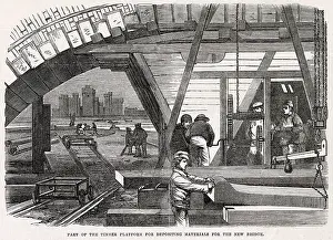 Depositing: Construction of Westminster Bridge, London 1855