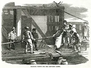 Dredging: Construction of Westminster Bridge, London 1855