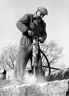 Burgenland: Construction worker with jackhammer