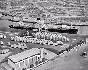 Lan001: Containerization Transportation Aerial of Early Post WW2