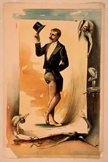 C1892: Contortionist in tuxedo jacket, top hat, and tights performi