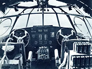 Cockpit: Controls of RAF Short Sunderland Flying Boat, WW2
