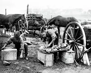 Essential: Cook preparing food for British troops, Western Front, WW1
