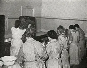 Aprons: Cookery lesson, Askham Grange Prison, North Yorkshire