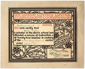 Stepney: Cookery School certificate, 1905