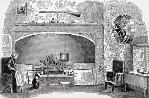 Shut: Cooking spit turned by dog shut in a tread-wheel