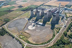 Cottam: Cooling towers, disused coal stocks, Cottam Power Station