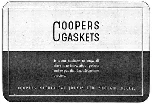 Gaskets: Coopers Mechanical Joints Gaskets 1943 Advert