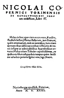 Heliocentric: Copernicus, Nicolaus, 19.2.1473 - 24.5.1543