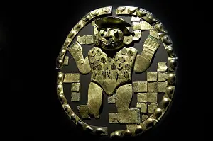 Enigmatic: Copper circular standard depicting the enigmatic
