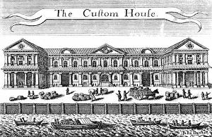 Duties: Copperplate engraving depicting Custom House, London