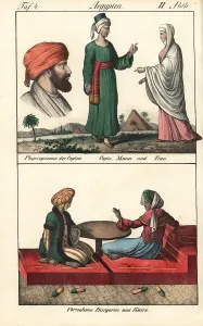 Coptic: Coptic man and woman in front of the pyramids